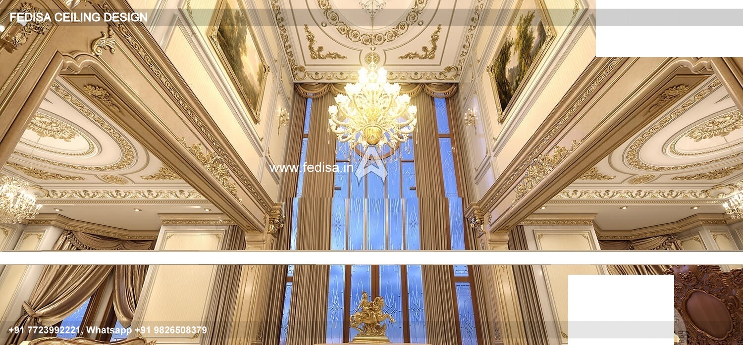 Classical Pop Corner Design Luxury Stair Lobby Ceiling Design