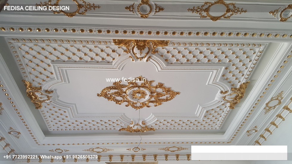 Classical Gypsum False Ceiling Design Luxury Gold Ceiling Design