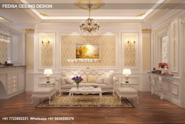 Classical Pop Design For Living Room Luxury House Ceiling Model