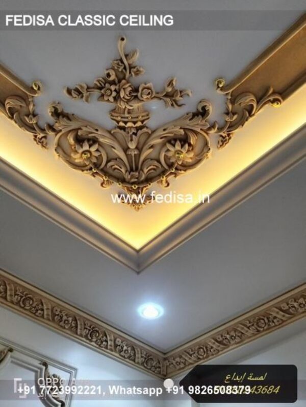 Classical Main Hall Fall Ceiling Design Luxury Wall Ceiling Pop