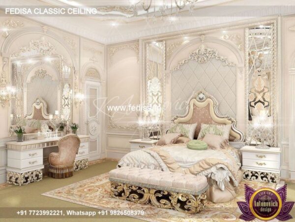 Luxury Minus Plus Pop Design New 2032 Classic Bedroom False Ceiling With Fan
