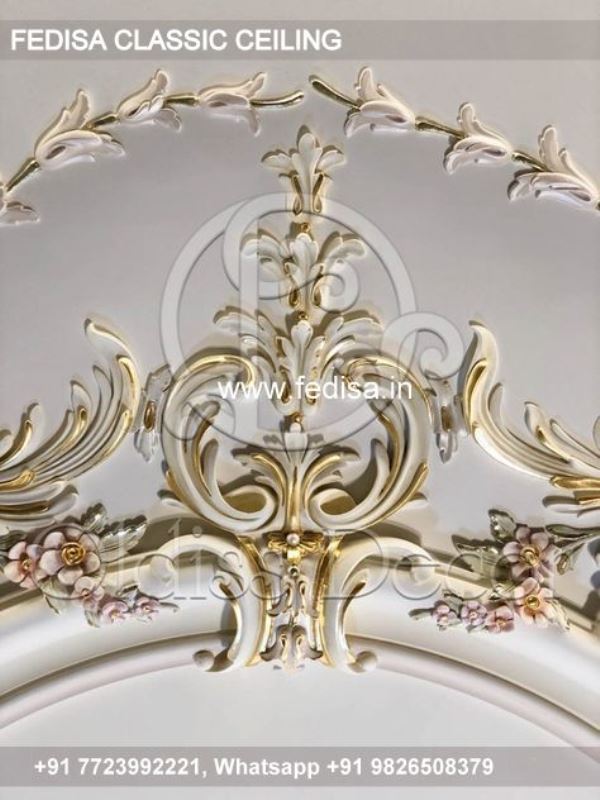 Classical Ceiling Pop Design Small Hall Luxury False Ceiling 2 Fans