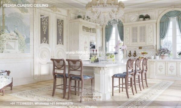 Classical Pop Ke Design Luxury False Ceiling With Fan And Chandelier