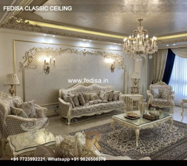 Classic Pop Flower Design Classical Rectangle Shaped False Ceiling Design