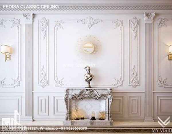 Classical House Ceiling Design Luxury Simple Pop Design For Rectangular Hall
