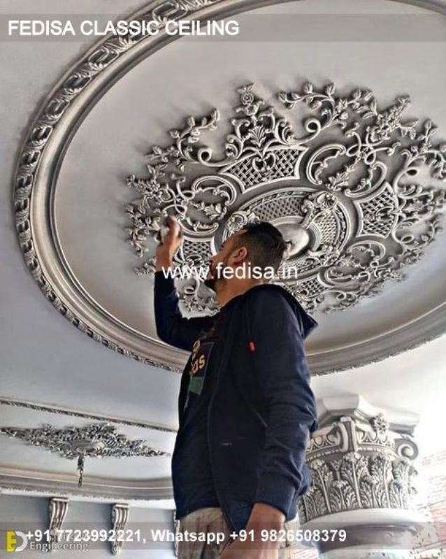 Luxury Drawing Room Ceiling Design Classic Pop Lotus Design