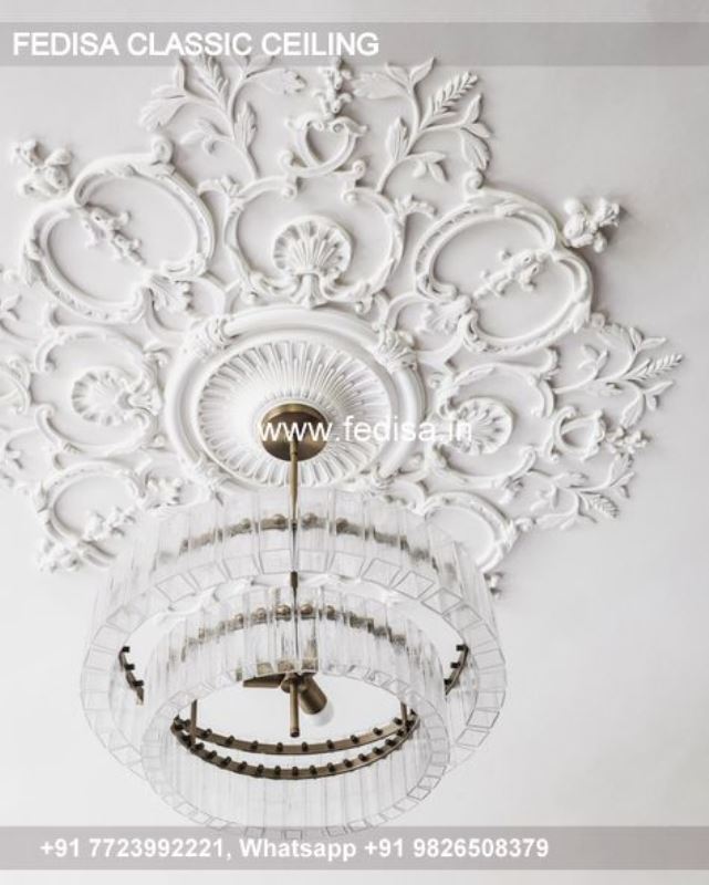 Luxury Fall Ceiling Design For Hall With Two Fans Classic Gypsum Board Design