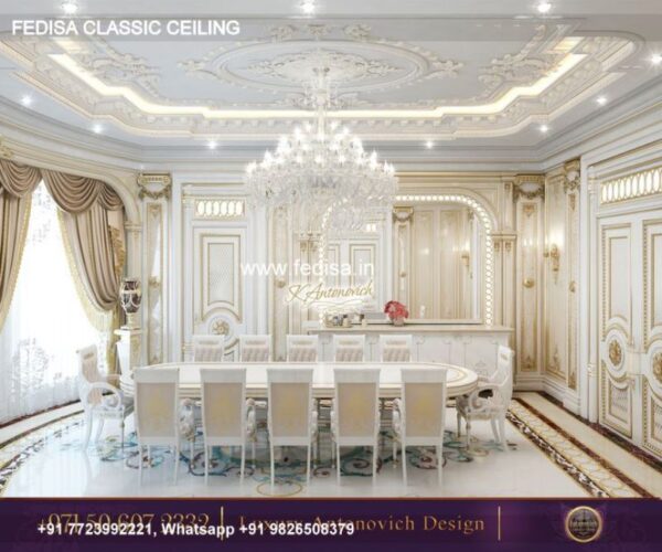Luxury Thermocol Ceiling Classic Dining Room Ceiling Ideas