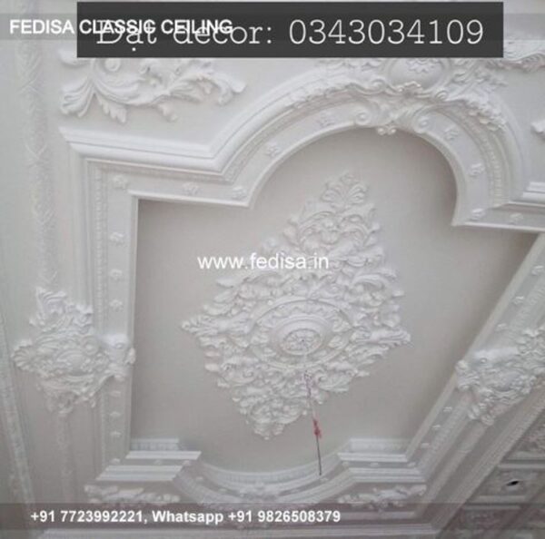 Classic False Ceiling Design For Hall With Two Fans Classical Ceiling Patta Design