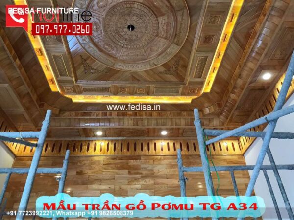 Classical Wooden False Ceiling Luxury Corner Ceiling Decor