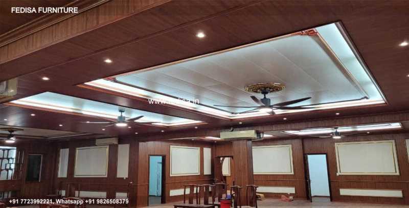 Luxury False Ceiling Design For Hall With Two Fans Classic Chhat Pop Design