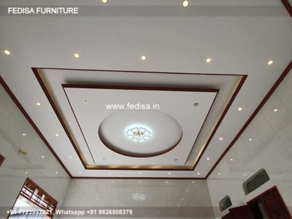 Classical Pop Molding Design Luxury False Ceiling Design For Bedroom With Two Fans