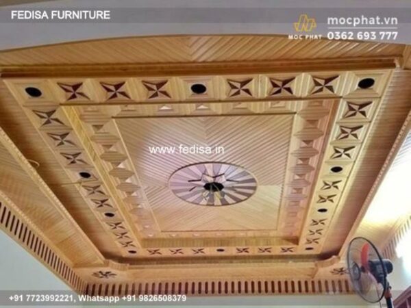 Wooden Ceiling Design Double Fan False Ceiling Design Wooden Ceiling Design For House N0-810