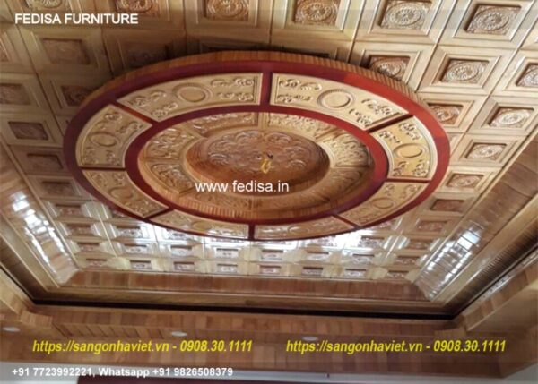 Wooden Ceiling Design Fan Box Pop Design Wooden Ceiling Design For Hall N0-988