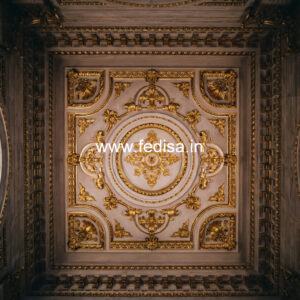 European Classic Ceiling Simple False Ceiling Design For Hall With 2 Fans No-596