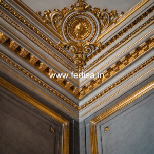 European Classic Ceiling Pop Ceiling Design For Hall With 2 Fans No-671