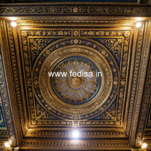 European Classic Ceiling False Ceiling Design With Two Fans And Chandelier No-986