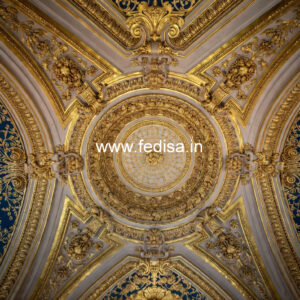 European Classic Ceiling False Ceiling Design For Rectangular Living Room With Two Fans No-1788