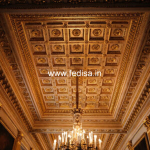 European Classic Ceiling Hall Fall Ceiling Design With 2 Fans No-1877