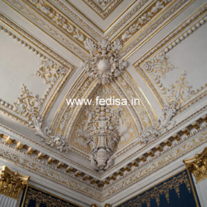 European Classic Ceiling Pop Tv Unit Design No-3789