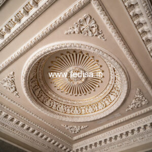 Carved Ceiling Design Pop Design For Hall With Two Fans No-470
