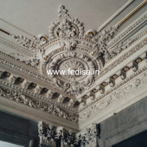 Carved Ceiling Design Modern False Ceiling Design For Hall With Two Fans No-501