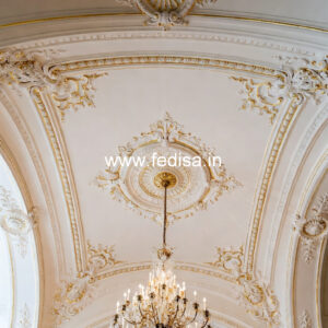 Carved Ceiling Design False Ceiling Design For Living Room With Two Fans No-536