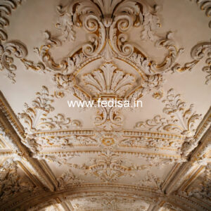 Carved Ceiling Design Pop Ceiling Design With 2 Fans No-562