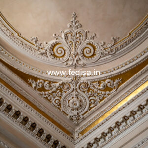 Carved Ceiling Design L Shape Hall False Ceiling Design No-863