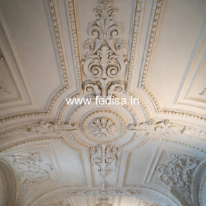 Carved Ceiling Design False Ceiling Design For Drawing Room With Two Fans No-1065
