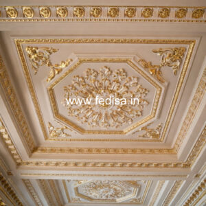 Carved Ceiling Design False Ceiling Design For Drawing Room With Fan No-1374