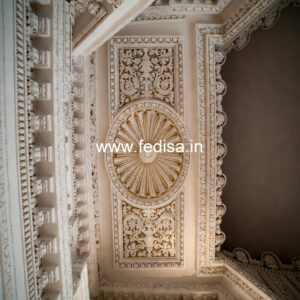Carved Ceiling Design Pop False Ceiling Design For Hall With Two Fans No-1921
