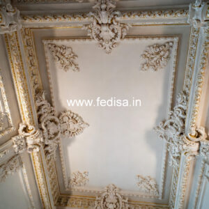 Carved Ceiling Design False Ceiling For L Shaped Living Room No-2101