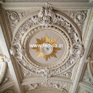 Carved Ceiling Design False Ceiling For Living Room With Two Fans No-2197