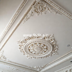 Carved Ceiling Design False Ceiling With 2 Fans No-2940