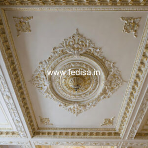 Carved Ceiling Design False Ceiling For L Shaped Living Room No-2998