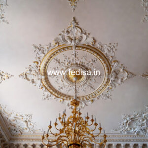 Carved Ceiling Design L Shaped Hall False Ceiling No-3133