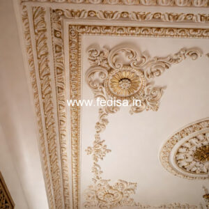 Carved Ceiling Design False Ceiling With Chandelier No-3236