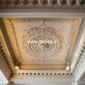 Carved Ceiling Design False Ceiling For Rectangular Bedroom No-3340