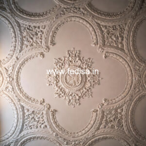 Carved Ceiling Design Simple Pop Design For Hall With Two Fans No-3684
