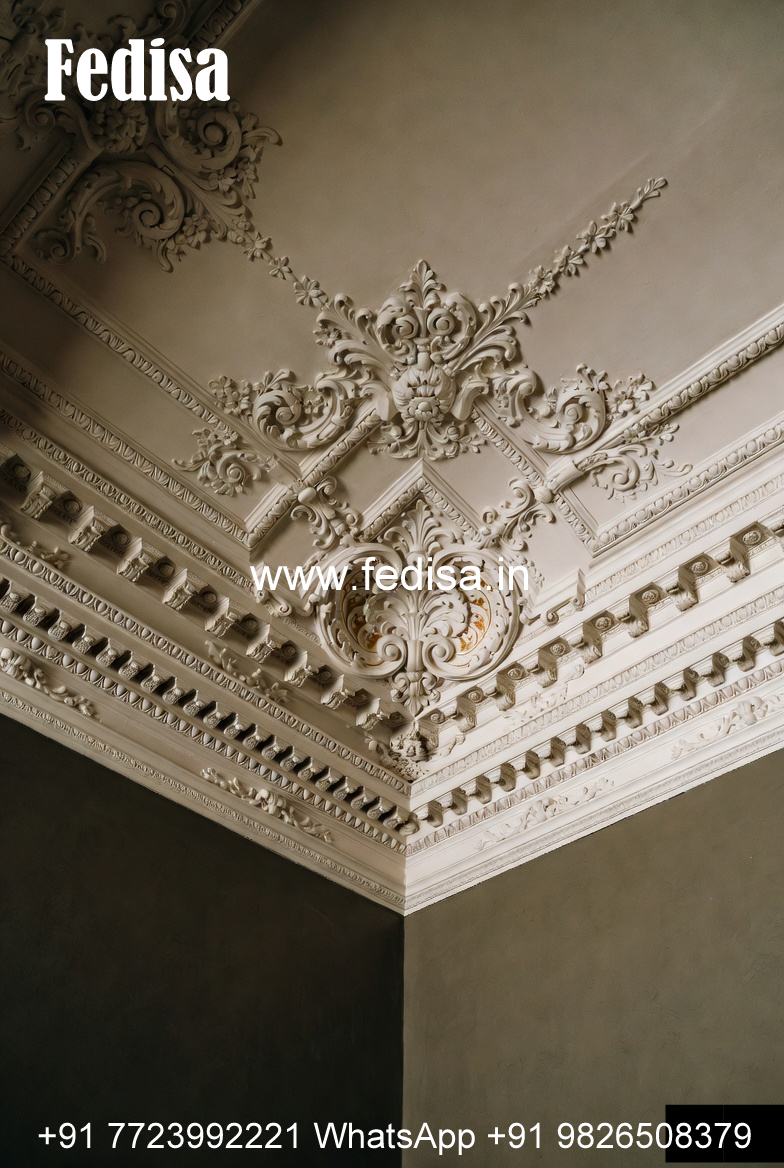 Carved Ceiling Design Pop Design For Hall With Two Fans No-3688