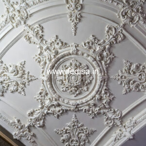 Carved Ceiling Design Pop Ceiling Design For Hall With 2 Fans No-3825