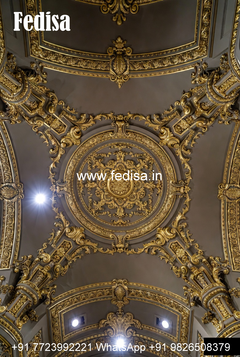 Carved Ceiling Design L Shape Hall False Ceiling Design No-3944