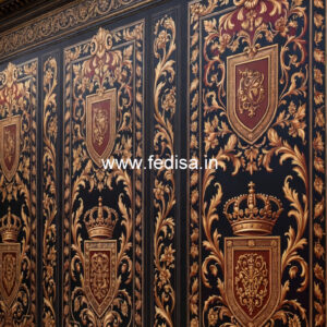 Feature Wall Classic Style False Ceiling Design For Drawing Room With Two Fans No-4058