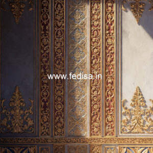 Victorian Wall Design Hall False Ceiling Design With Two Fans No-4379