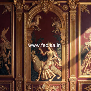 Heritage Wall Style Pop Design For Lobby Three Fan No-4649