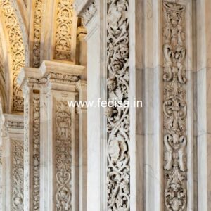 Stone Wall Cladding Wooden Ceiling Design No-6522