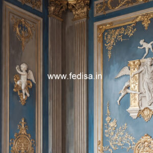 Carved Wall Panels Pop Roof Design For Bedroom No-6873