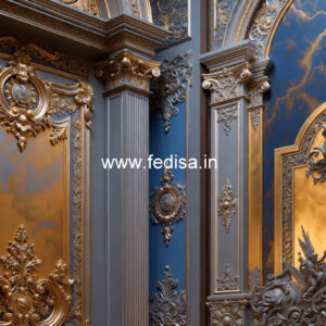 Feature Wall Classic Style False Ceiling Designs For Living Room With 2 Fans No-7250