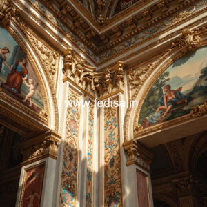 Feature Wall Classic Style Round False Ceiling Design For Hall No-7934